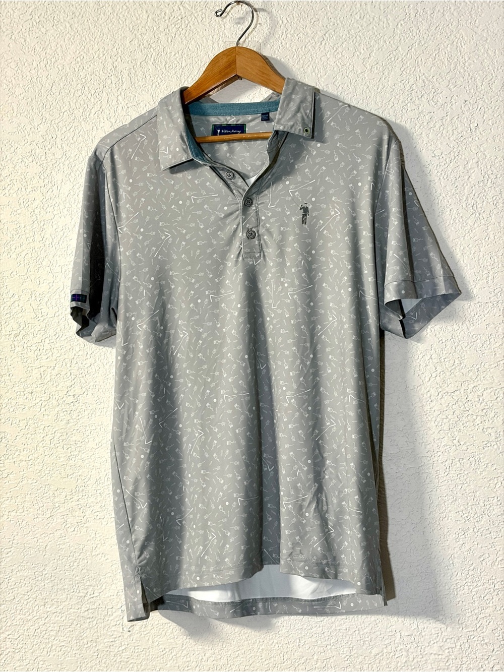 William Murray Golf Light Gray golf theme Printed Polo size M